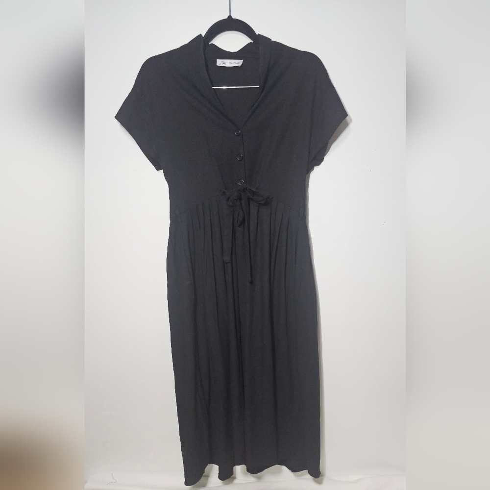 Zax Black Maxi Dress with Button Detail